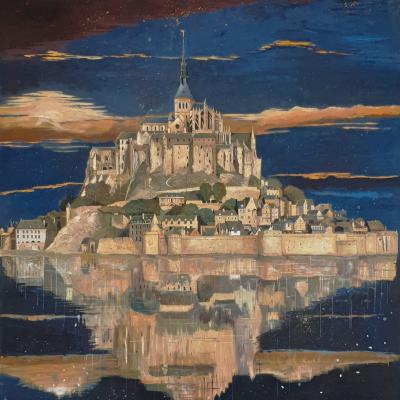 Le Mont St Michel - Ce tableau a obtenu une Mention au Salon des Artistes Français 2022